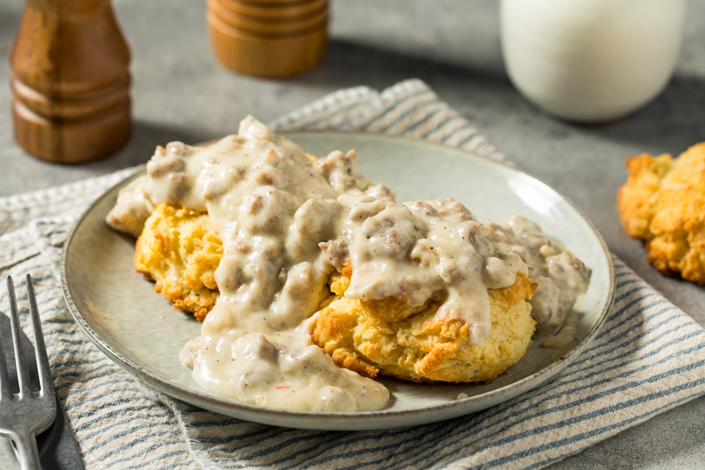 Homemade Southern Biscuits and Gravy for Breakfast