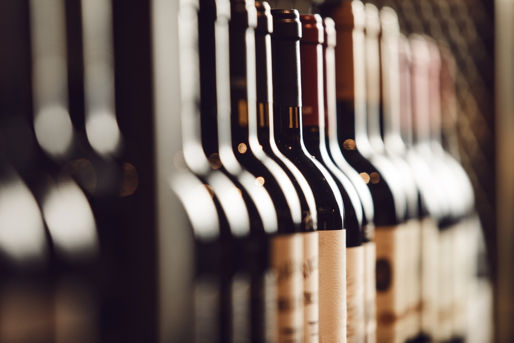 close up of wine bottles
