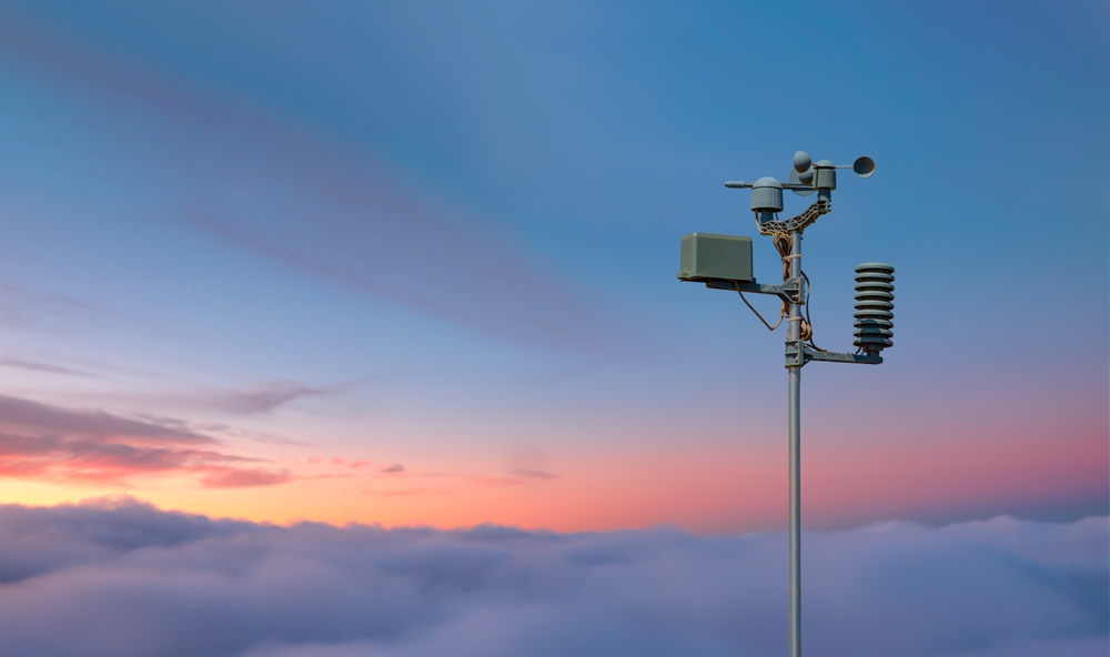 Weather station automatic measurement of weather parameters with Stormy sky
