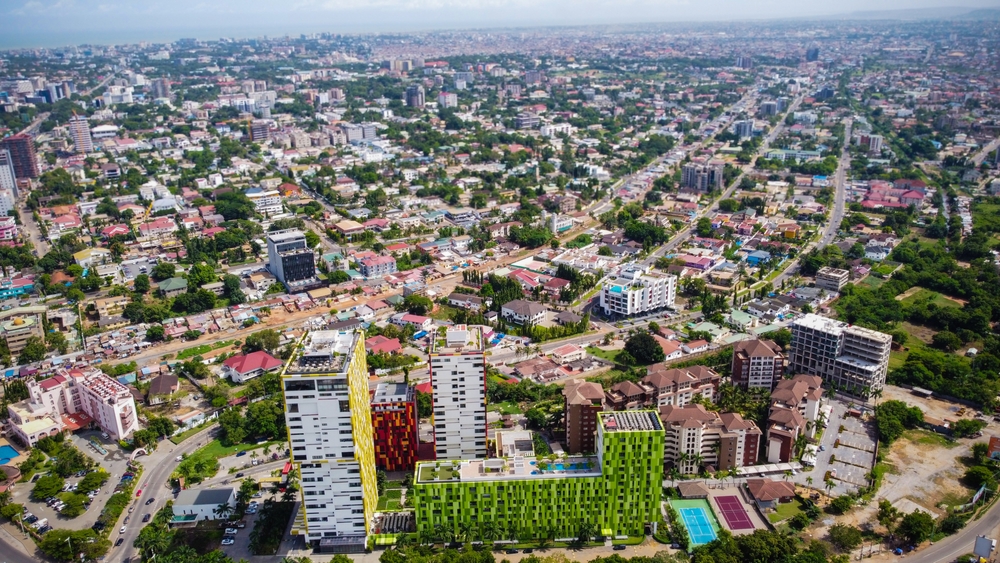City View of Accra Ghana from the Tetteh Quarshie area towards Dzorwulu