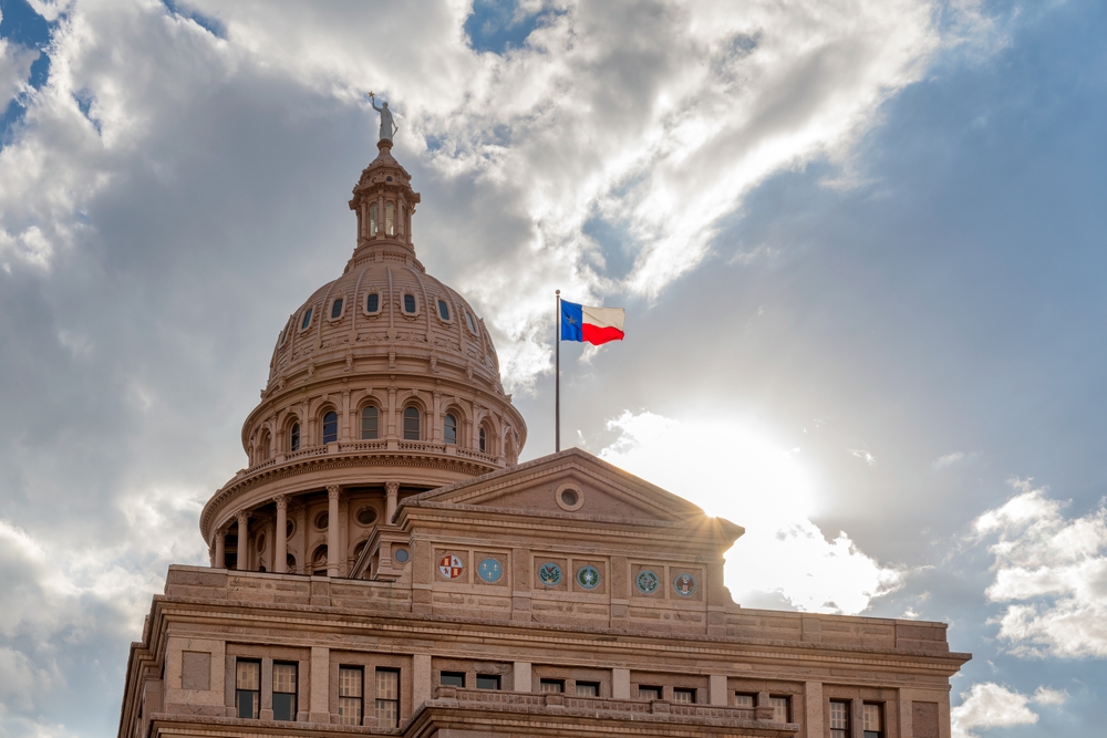 The Texas State Capitol Building at sunset in Austin, Texas, USA