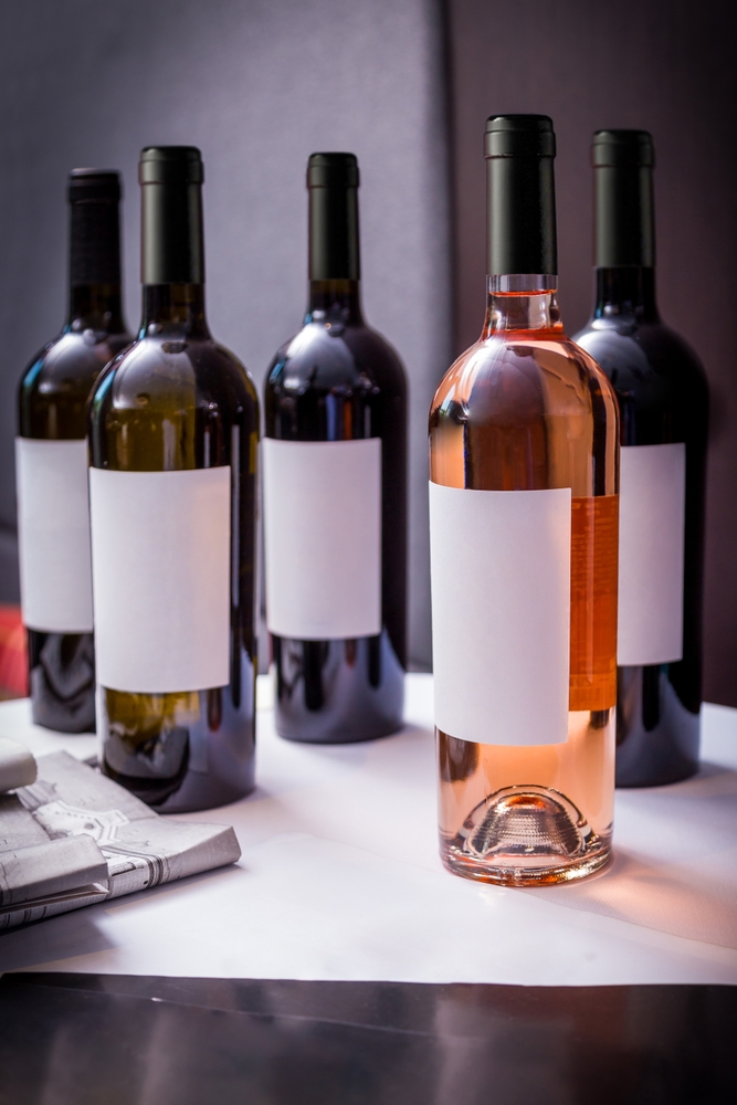 various unmarked wine bottles
