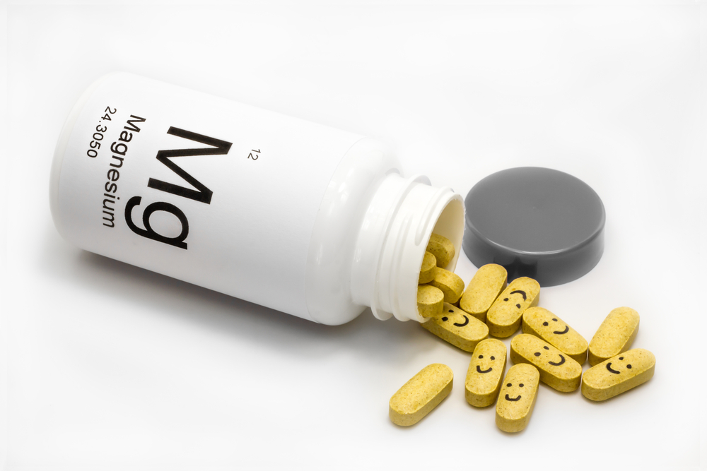 Tipped over bottle of Magnesium vitamins