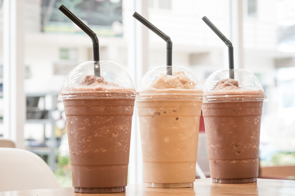 Chocolate Frappe and Frappuccino on wood table