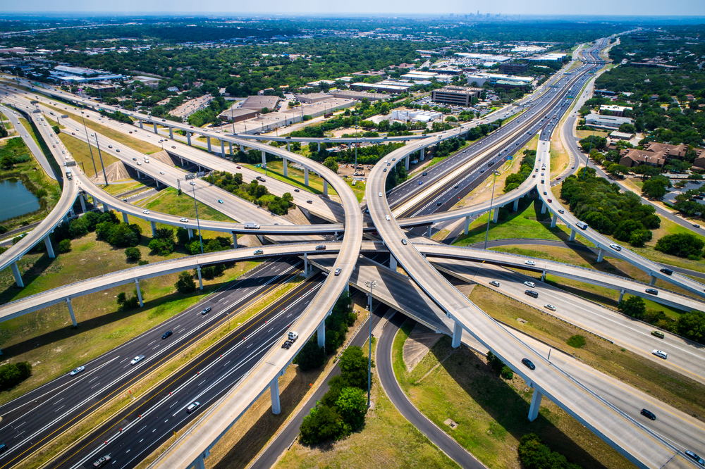 Highway 183 and Mopac Expressway Interstate Highway Interchange Overpass Turn arounds and Transportation Technology Urban Sprawl United States Highway System Austin Texas USA 