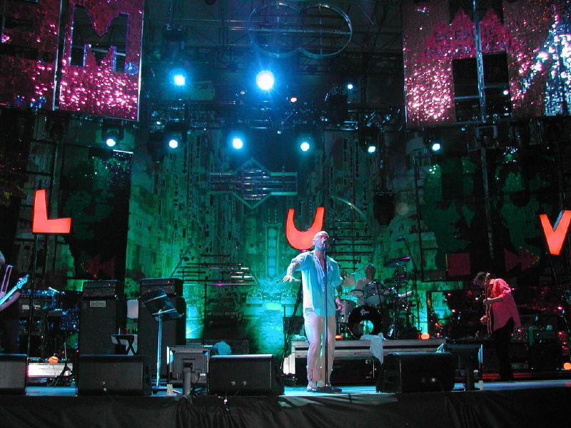 R.E.M. sining on stage