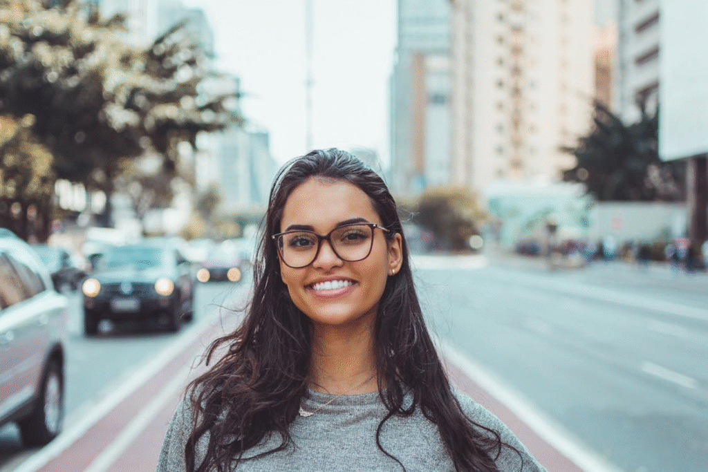 Woman Wearing Black Eyeglasses
