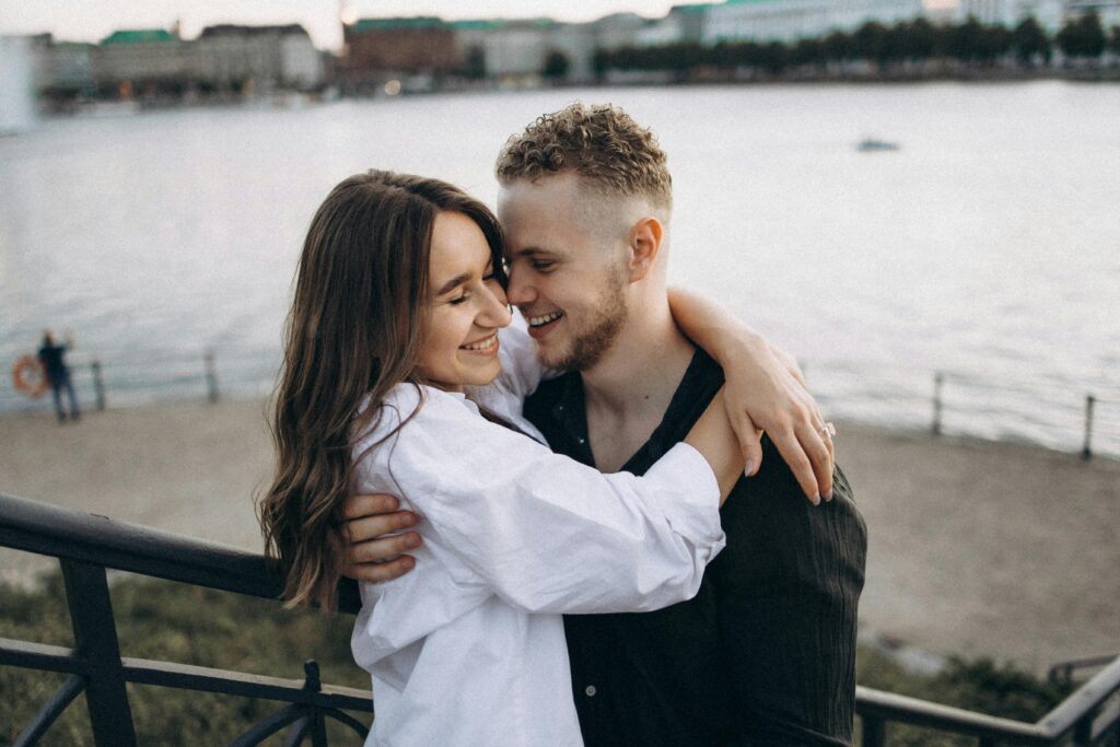 young couple hugging