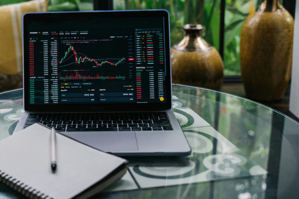 crypto currency stats on laptop