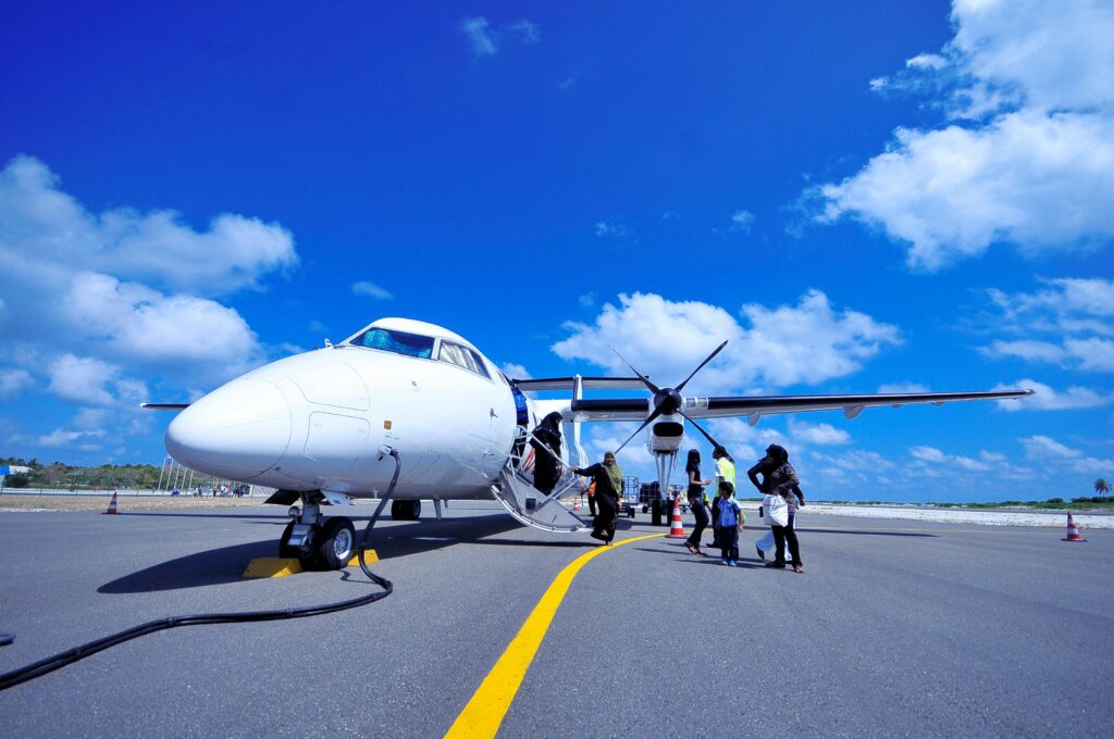 private jet with passengers