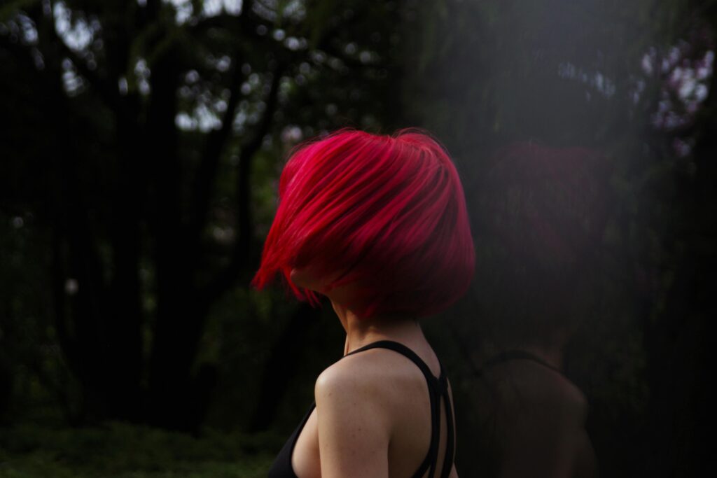 woman with short red hair