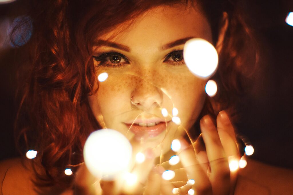 portrait of woman with lights