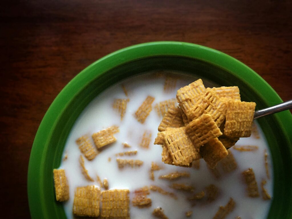 cereal in a green bowl