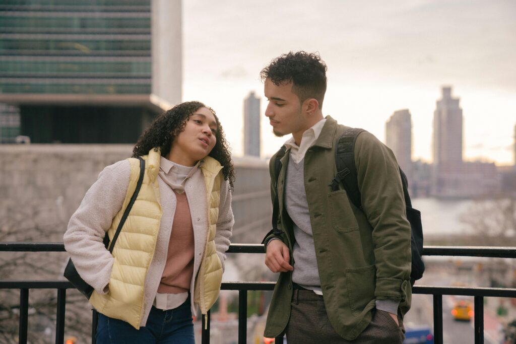 couple standing near railing