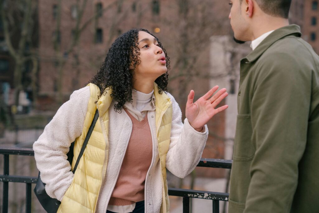 woman arguing with man