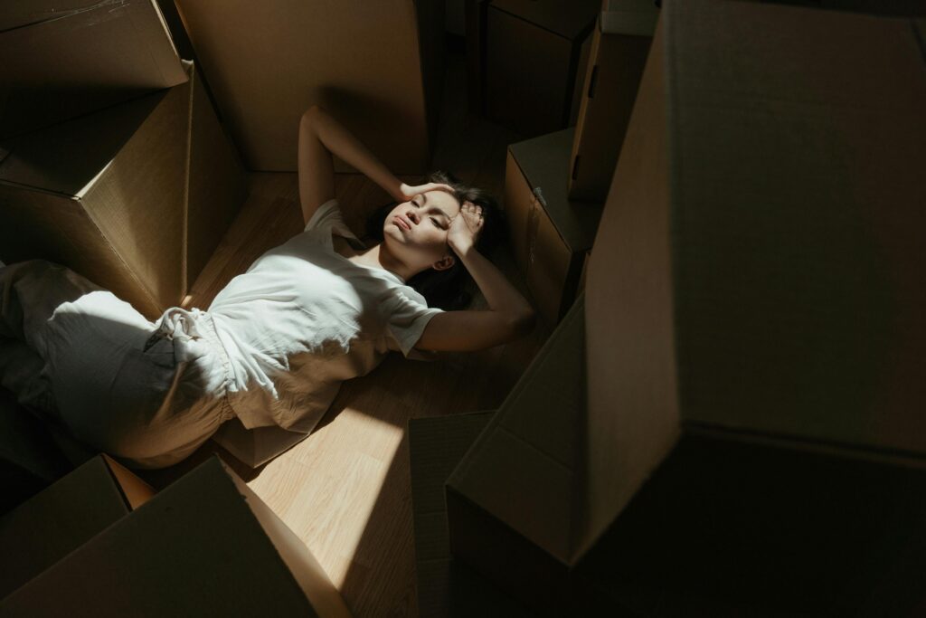 woman lying on floor