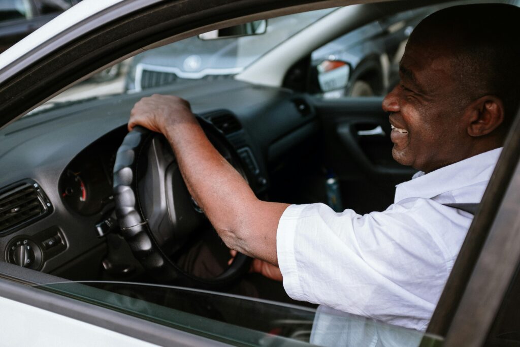 uber driver smiling