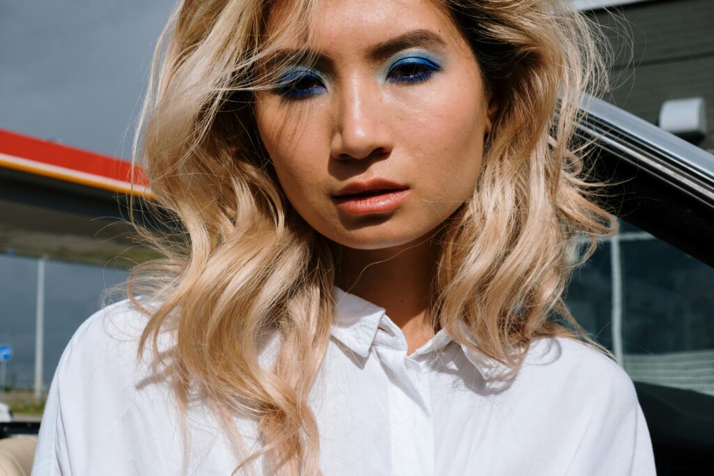 woman with blue eyeshadow