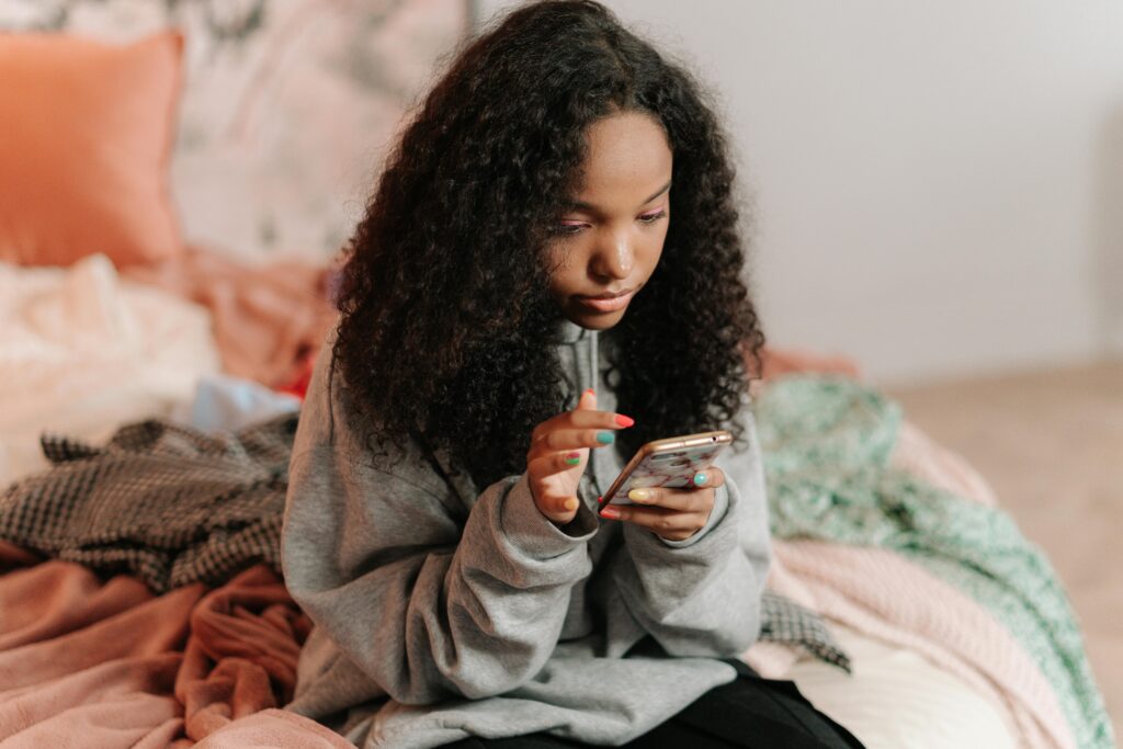 teenage girl on he phone