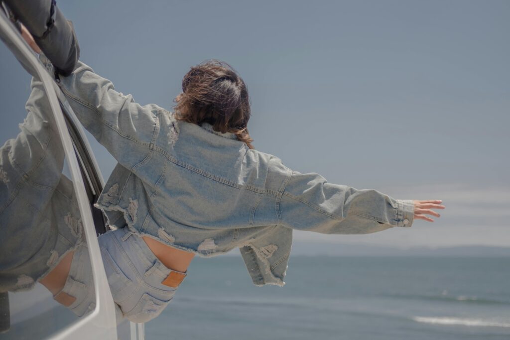 woman wearing denim