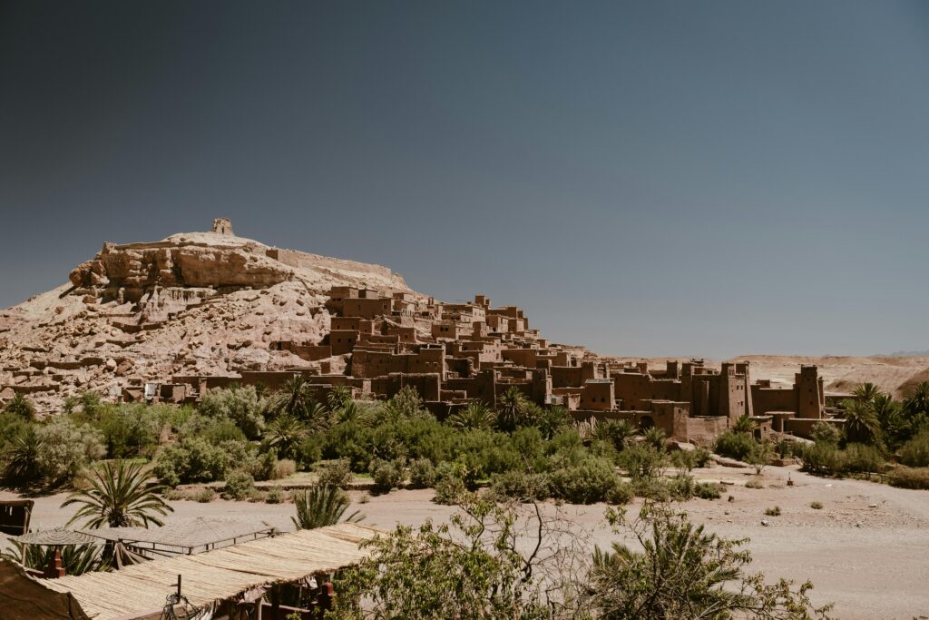 Ksar Ait Ben Haddou under Clear Blue Sky