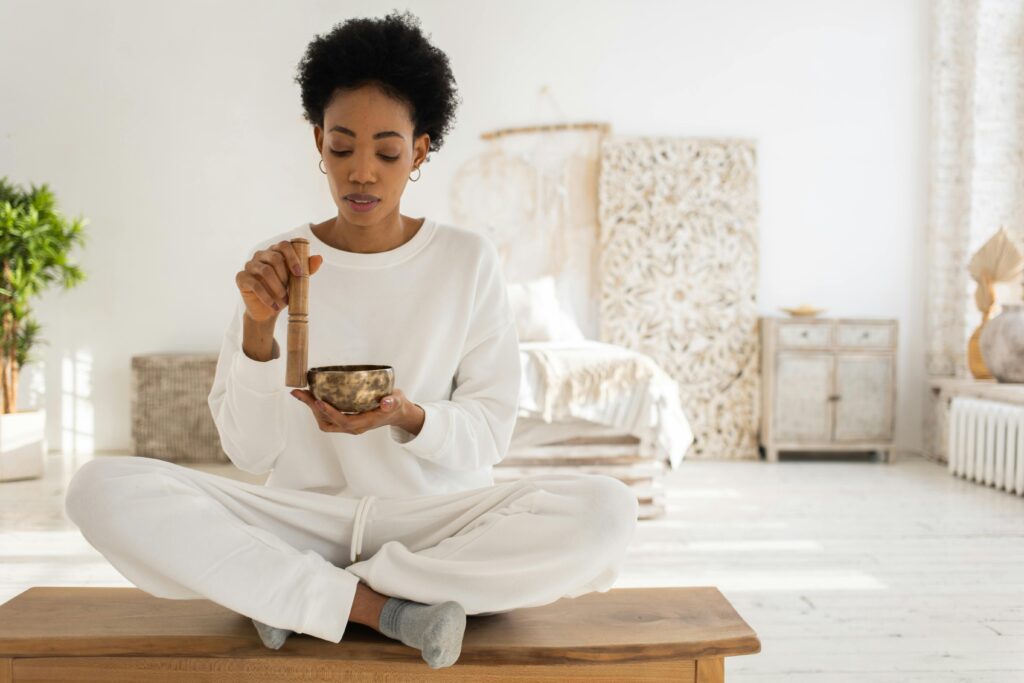 woman with singing bowl