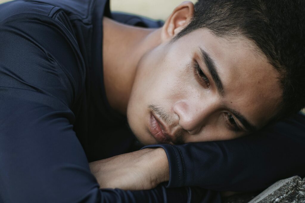 young man looking worried