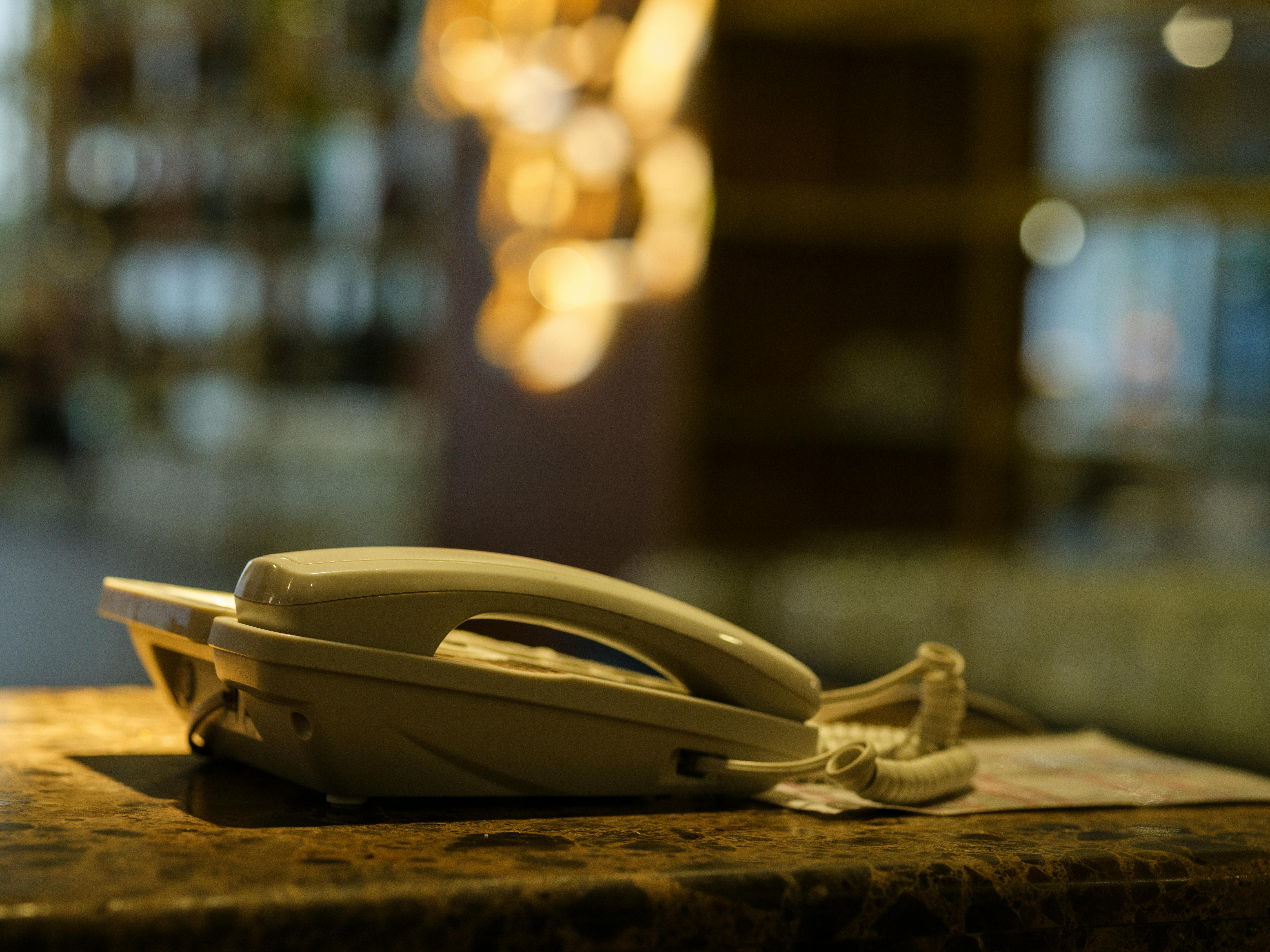 old landline phone on desk