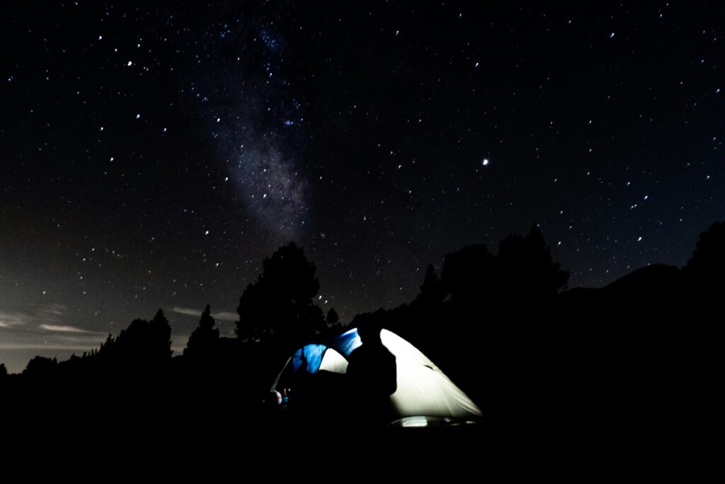 tent at night under stars