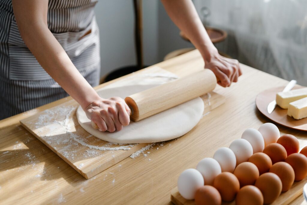 woman using rolling pin