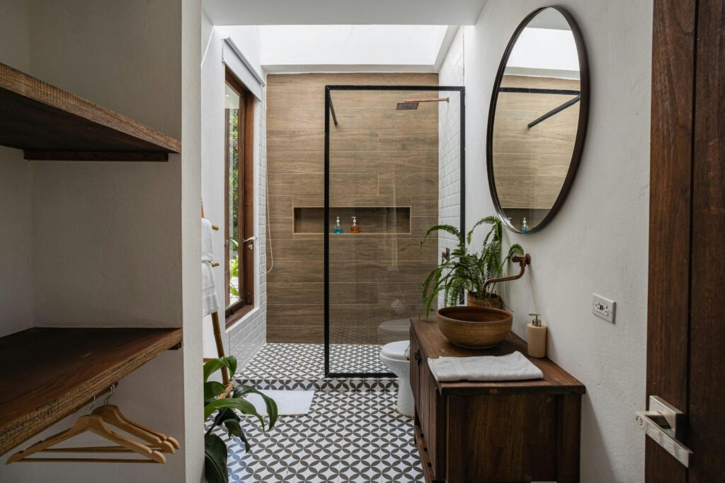 modern bathroom with plants