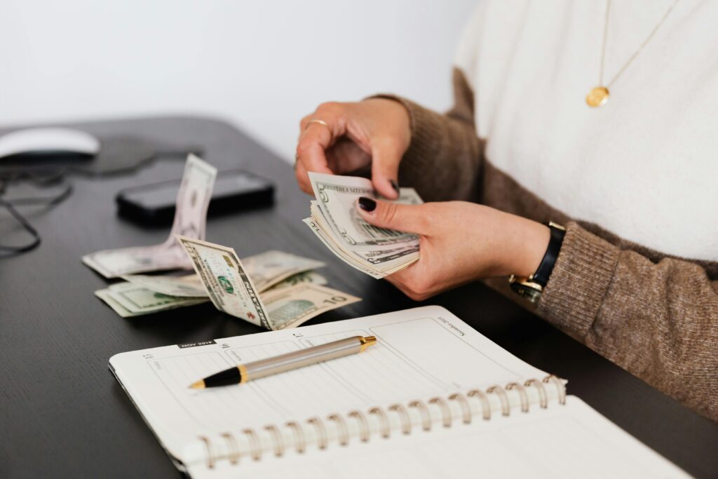 woman handling money 