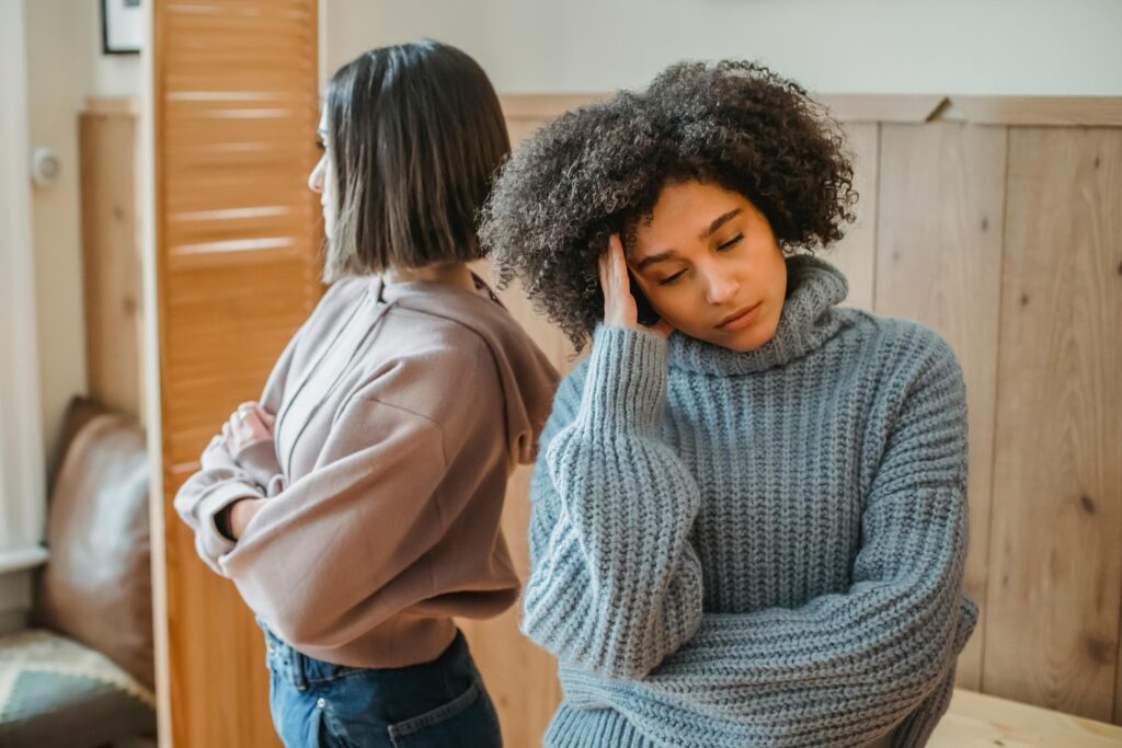 two women talking 