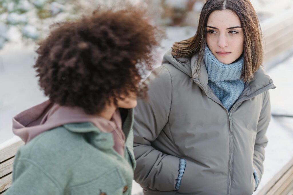 girl looking at her friend
