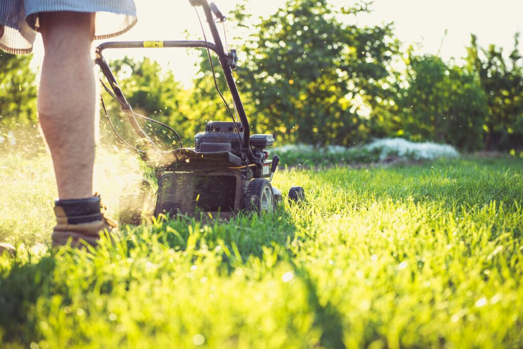man mowing the lawn
