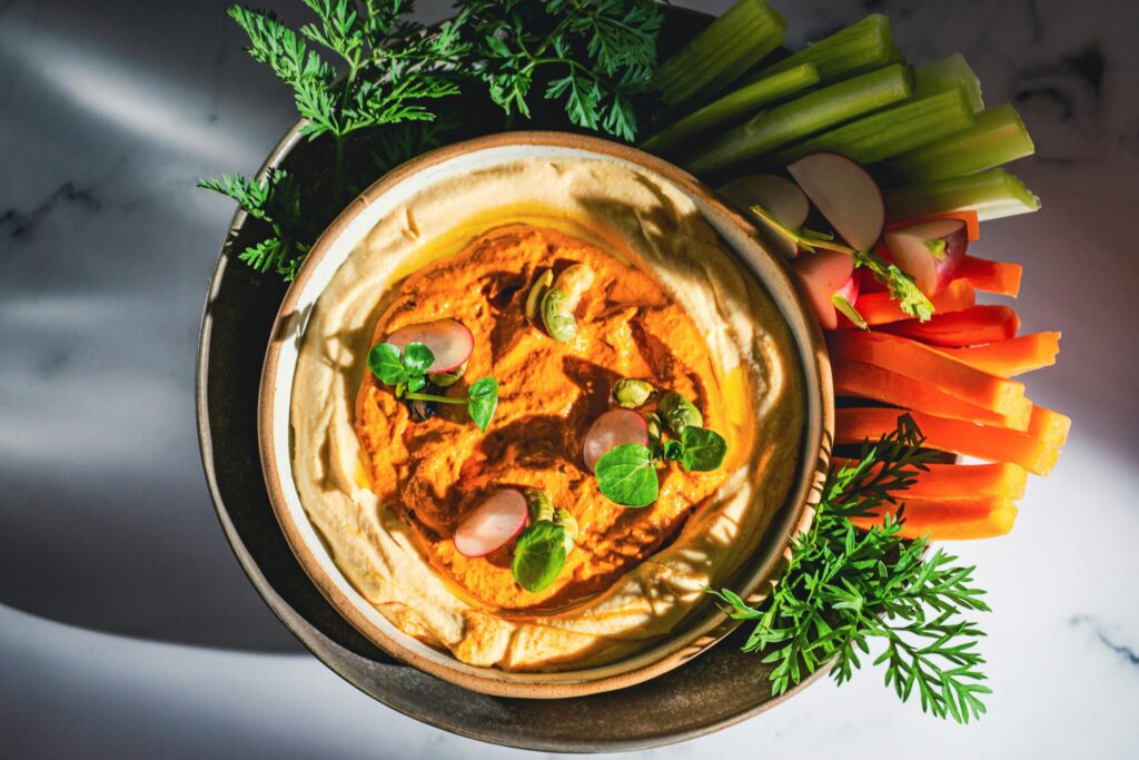 humus with celery and carrots