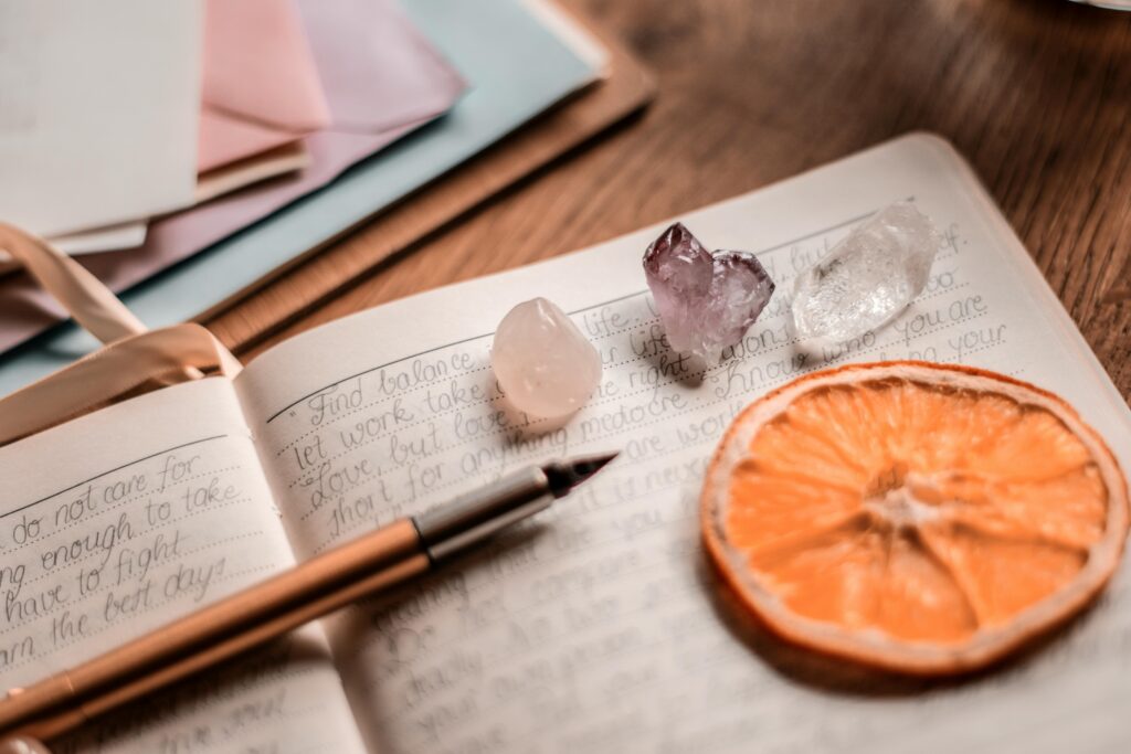 book with crystals