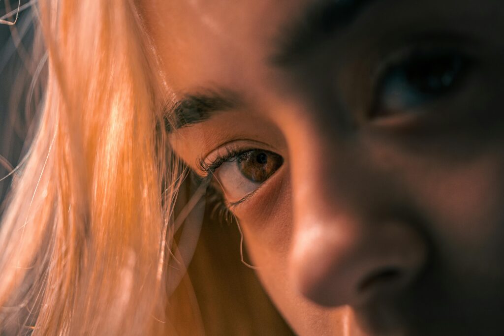 closeup of womans eye