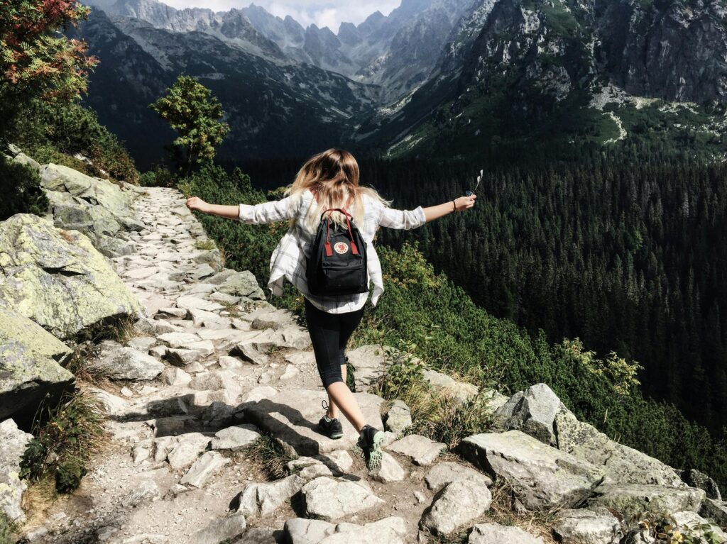 woman running on mountain