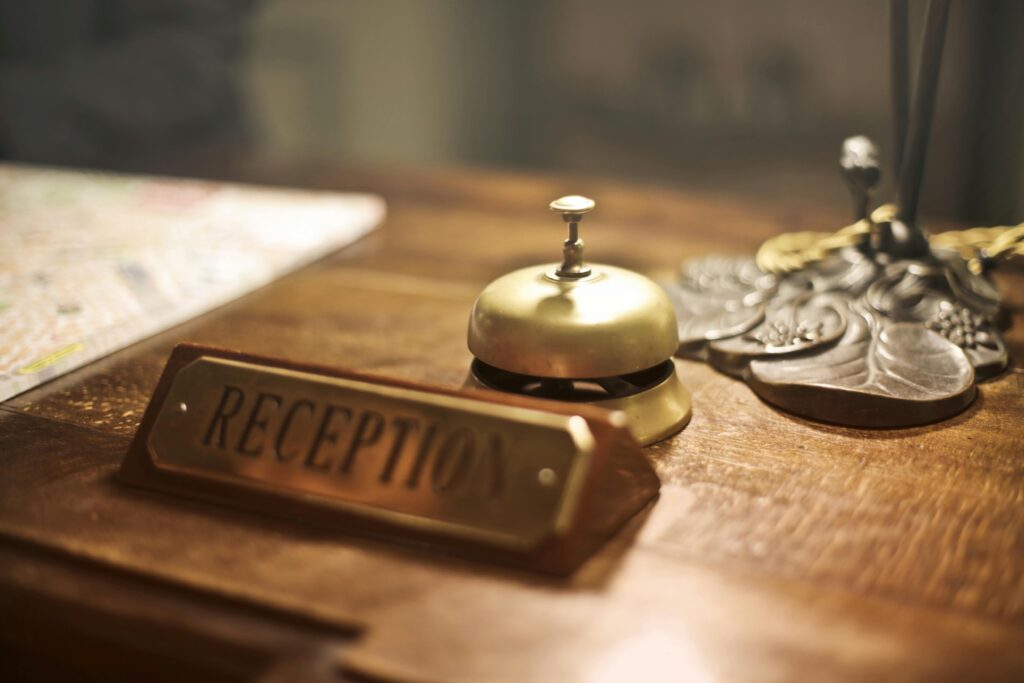 gold reception sign