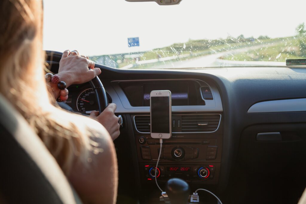 woman driving car