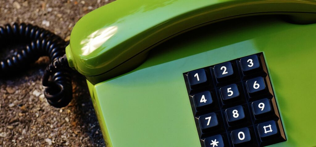 old green landline phone