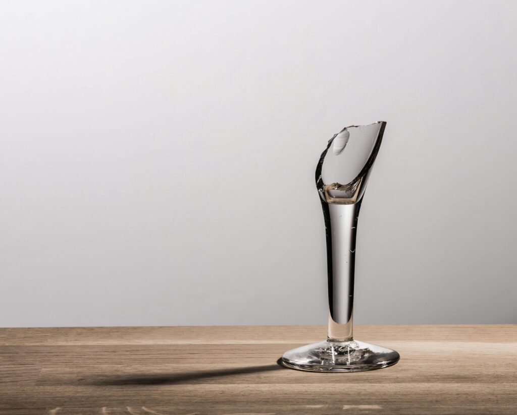 broken glass on table