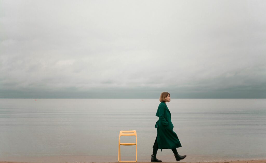 woman walking on the beach