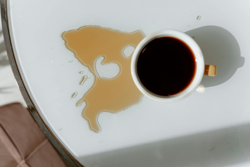 coffee spill on table