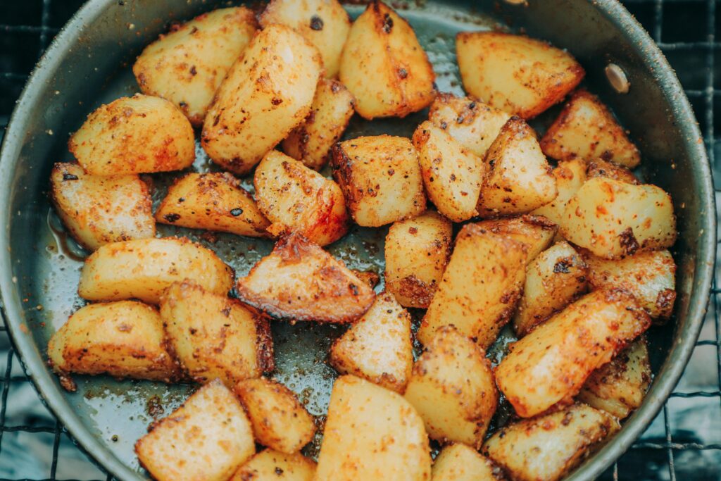 Fried Food on Black Pan
