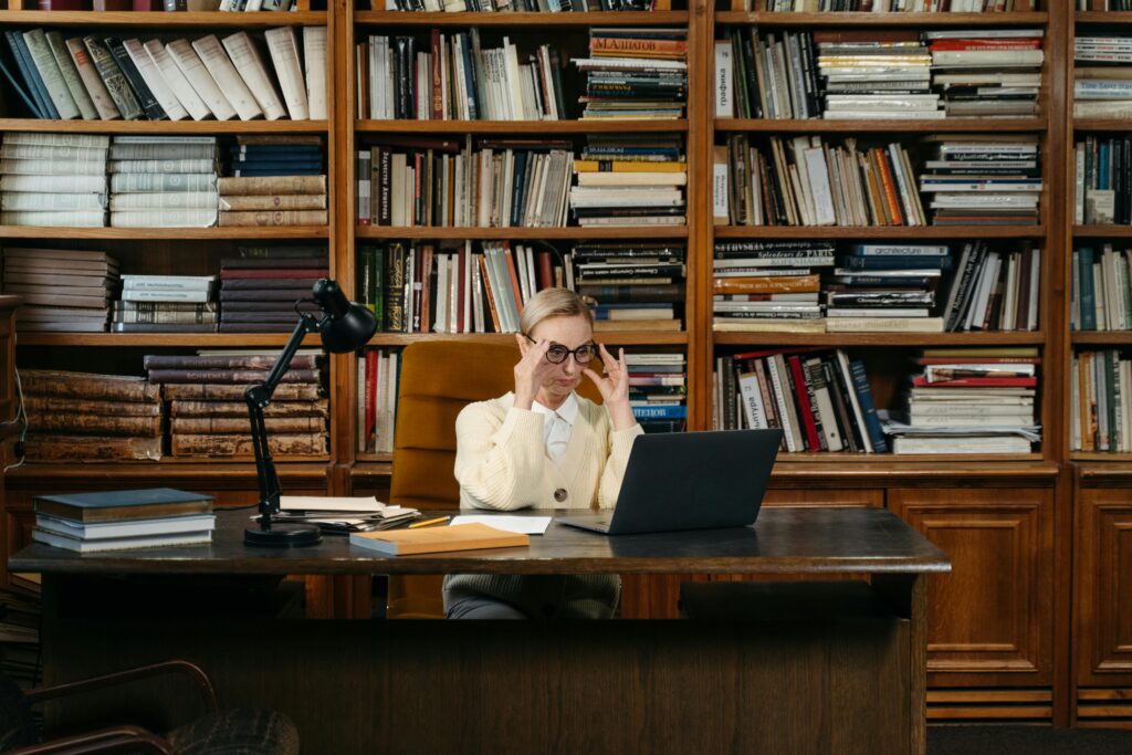 Librarian sitting at desk