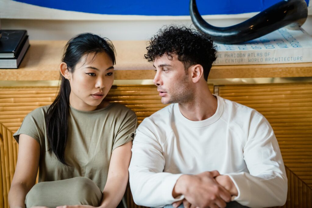 an and woman sitting