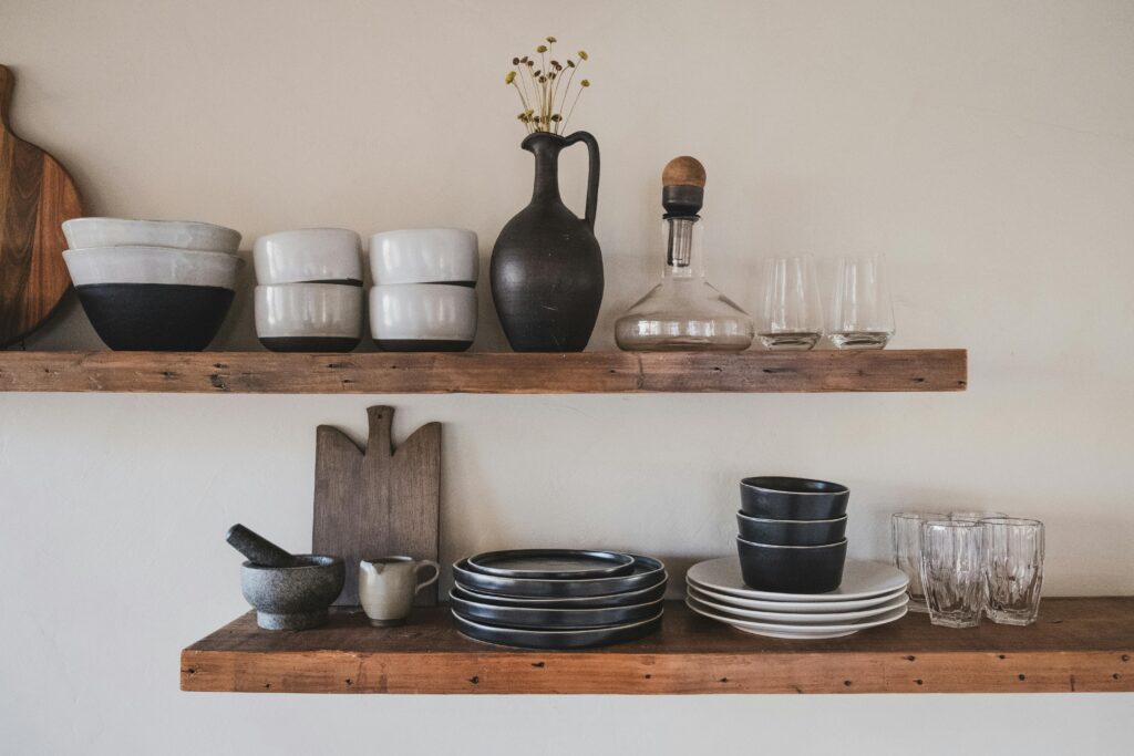 shelf with bowls