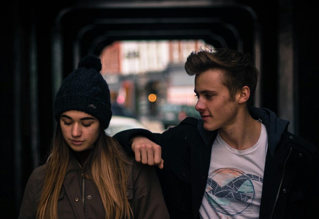 couple walking in street